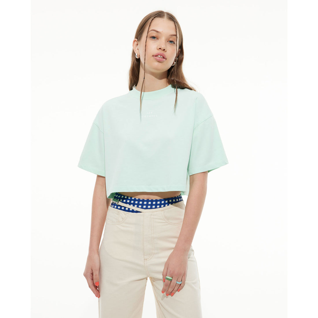 Les Coyotes De Paris Light Mint Logo Cropped Tee