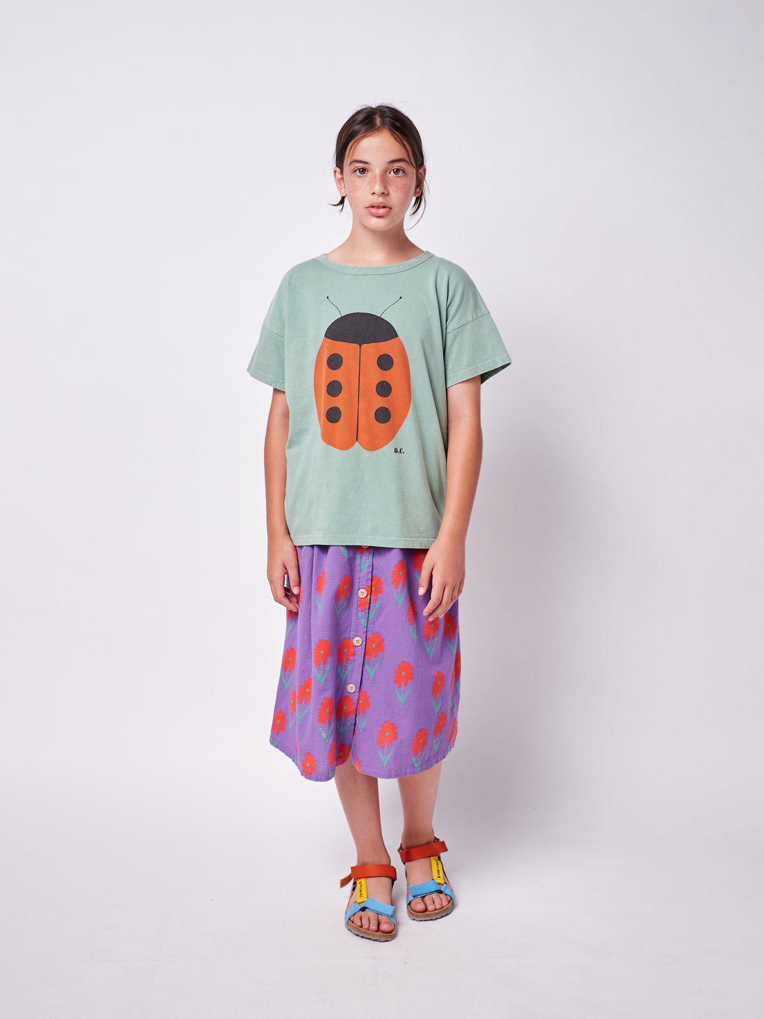 Bobo Choses Petunia All Over Buttoned Woven Midi Skirt