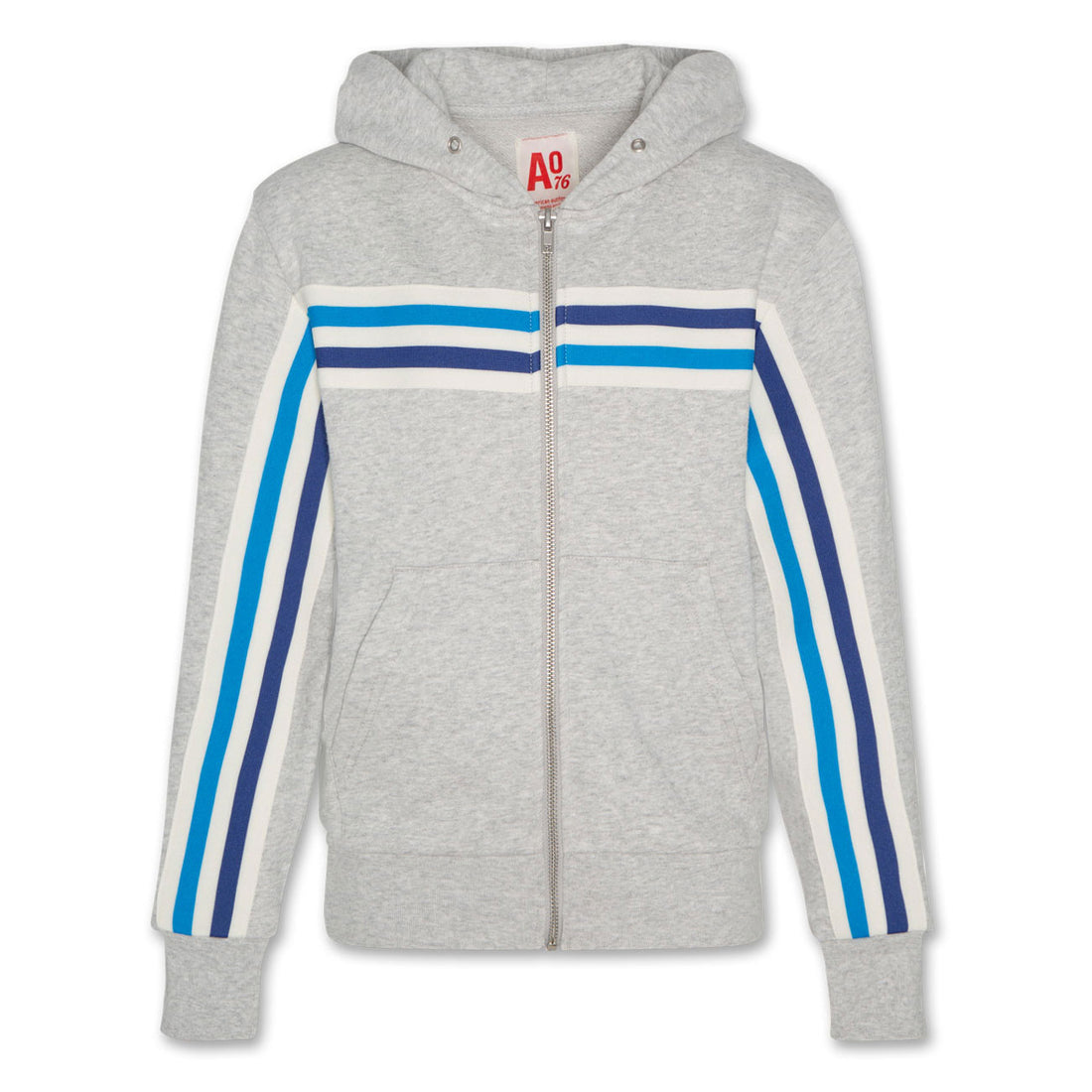 AO76 Heather Grey Norman Full Zip Tape Hoodie