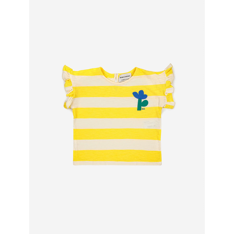 Bobo Choses Yellow Stripes Ruffle T-Shirt