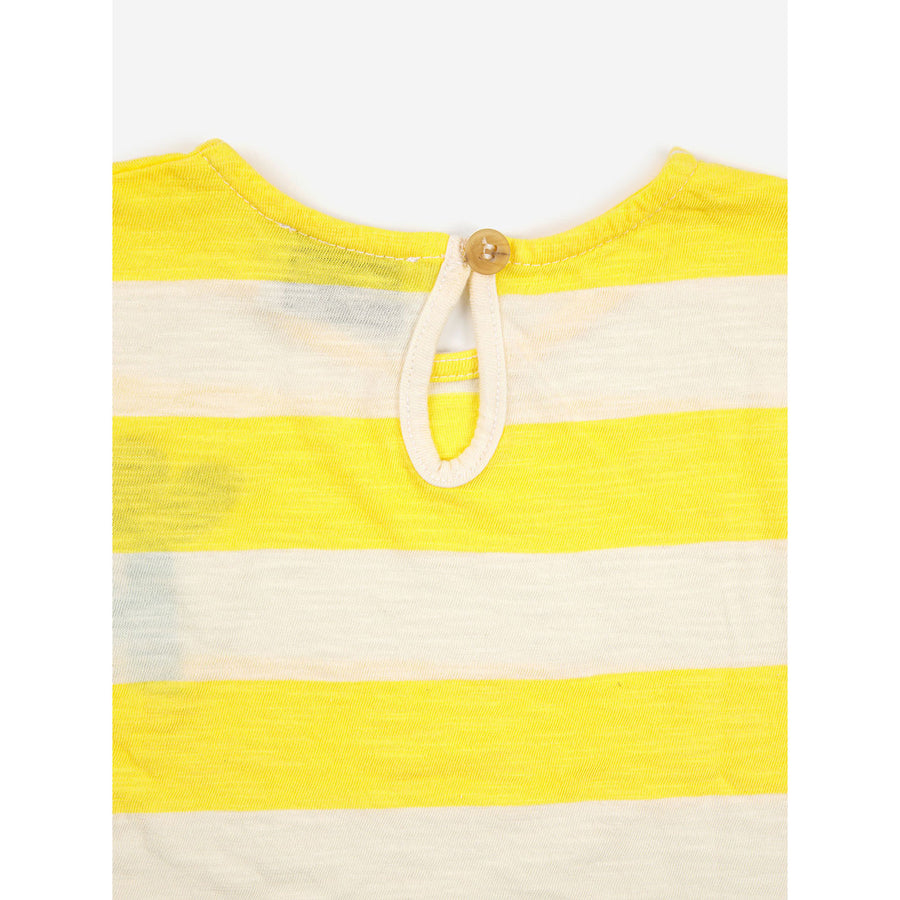 Bobo Choses Yellow Stripes Ruffle T-Shirt