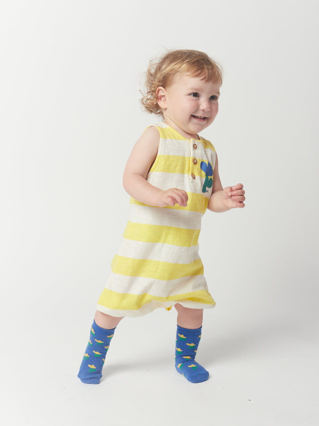 Bobo Choses Yellow Stripes Baby Playsuit