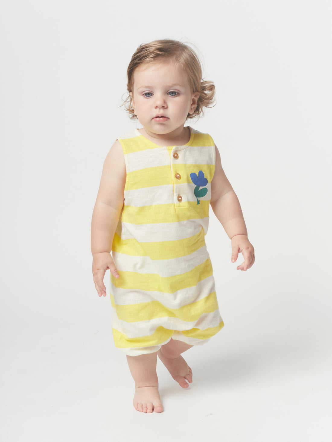 Bobo Choses Yellow Stripes Baby Playsuit
