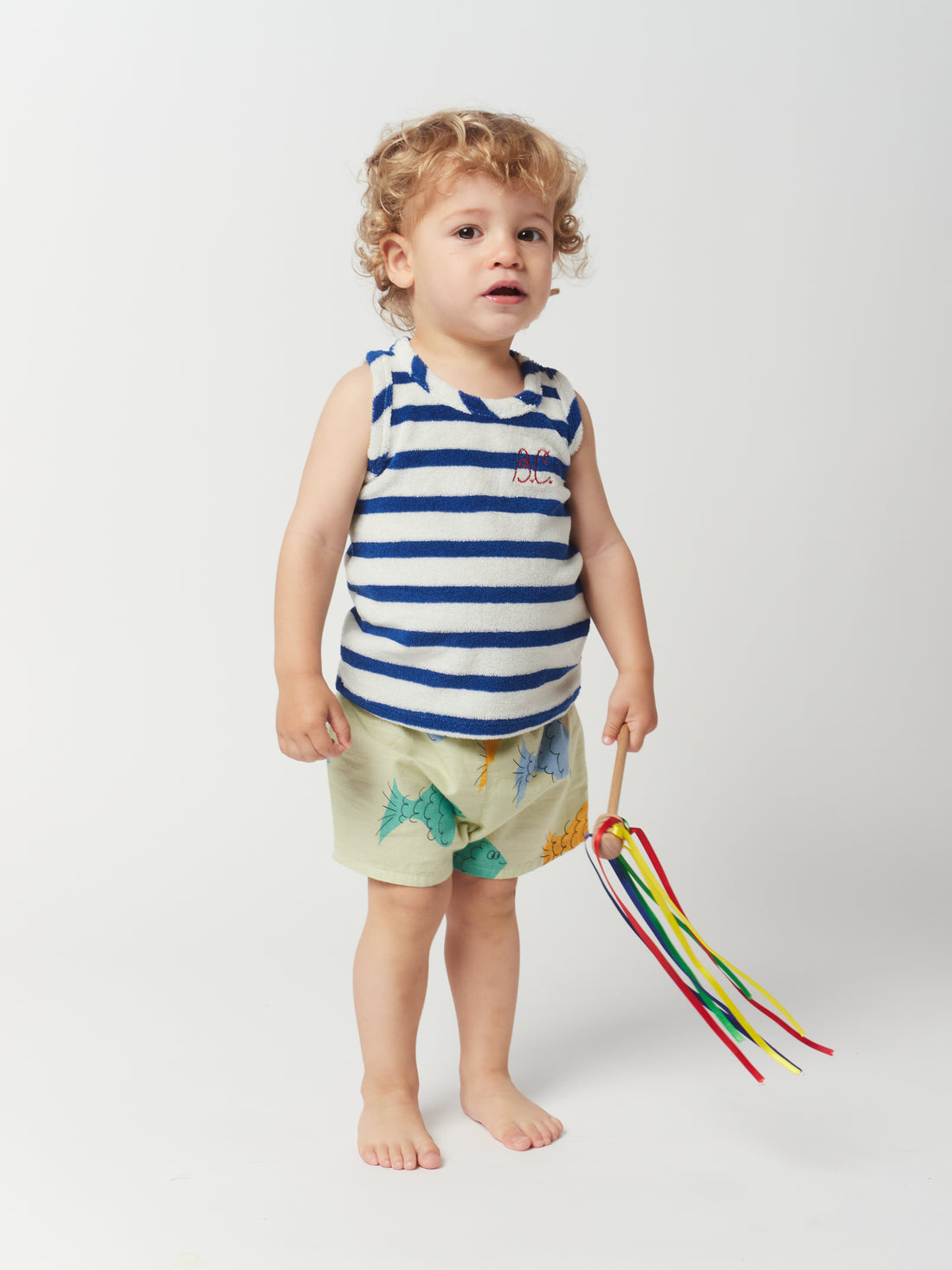 Bobo Choses Multicolor Fish All Over Woven Baby Shorts