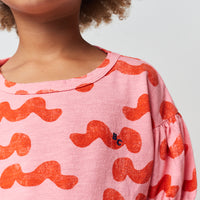 Bobo Choses Waves All Over Puffed Sleeve T-Shirt