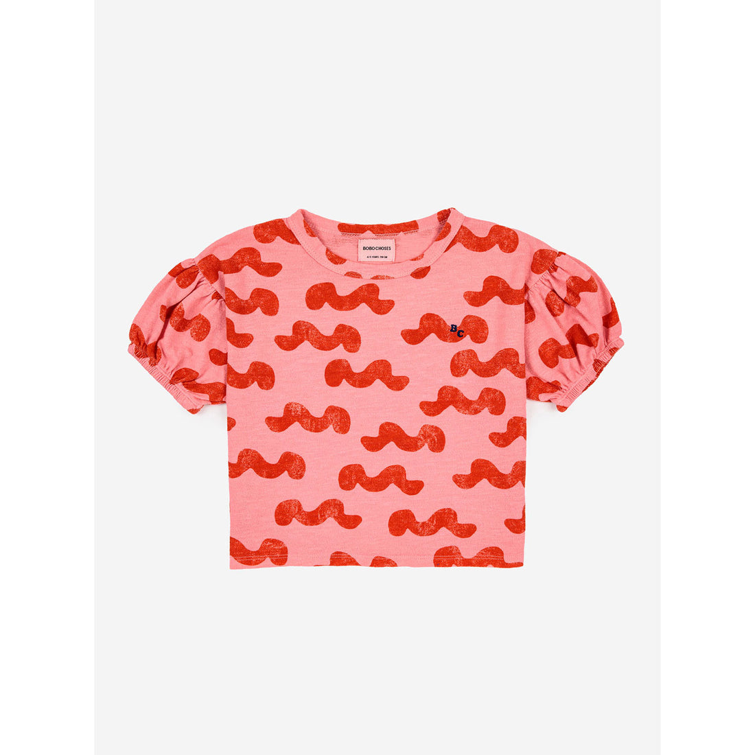 Bobo Choses Waves All Over Puffed Sleeve T-Shirt