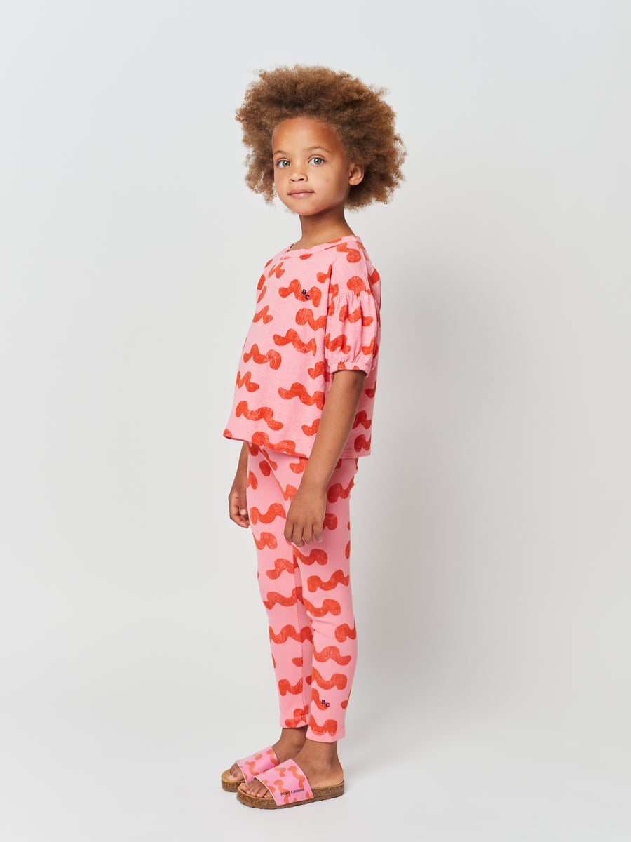 Bobo Choses Waves All Over Puffed Sleeve T-Shirt