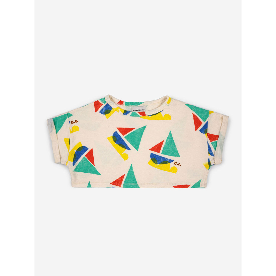 Bobo Choses Multicolor Sail Boat All Over Cropped Sweatshirt