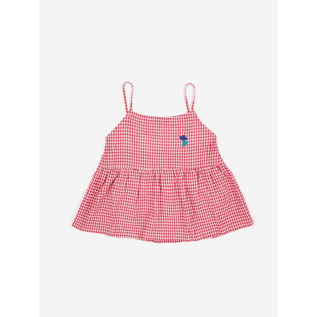 Bobo Choses Pink Vichy Woven Tank Top