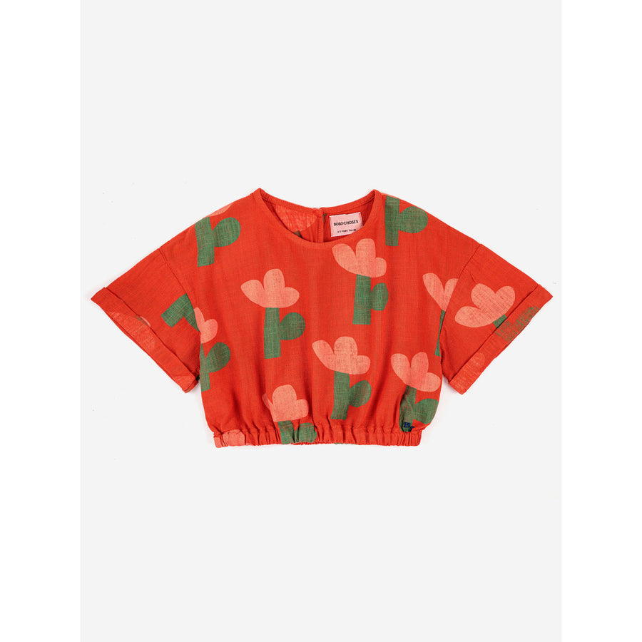 Bobo Choses Sea Flower All Over Woven Ruffle Top