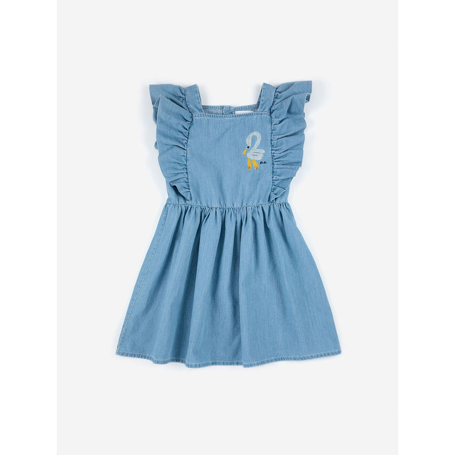 Bobo Choses Pelican Denim Ruffle Dress