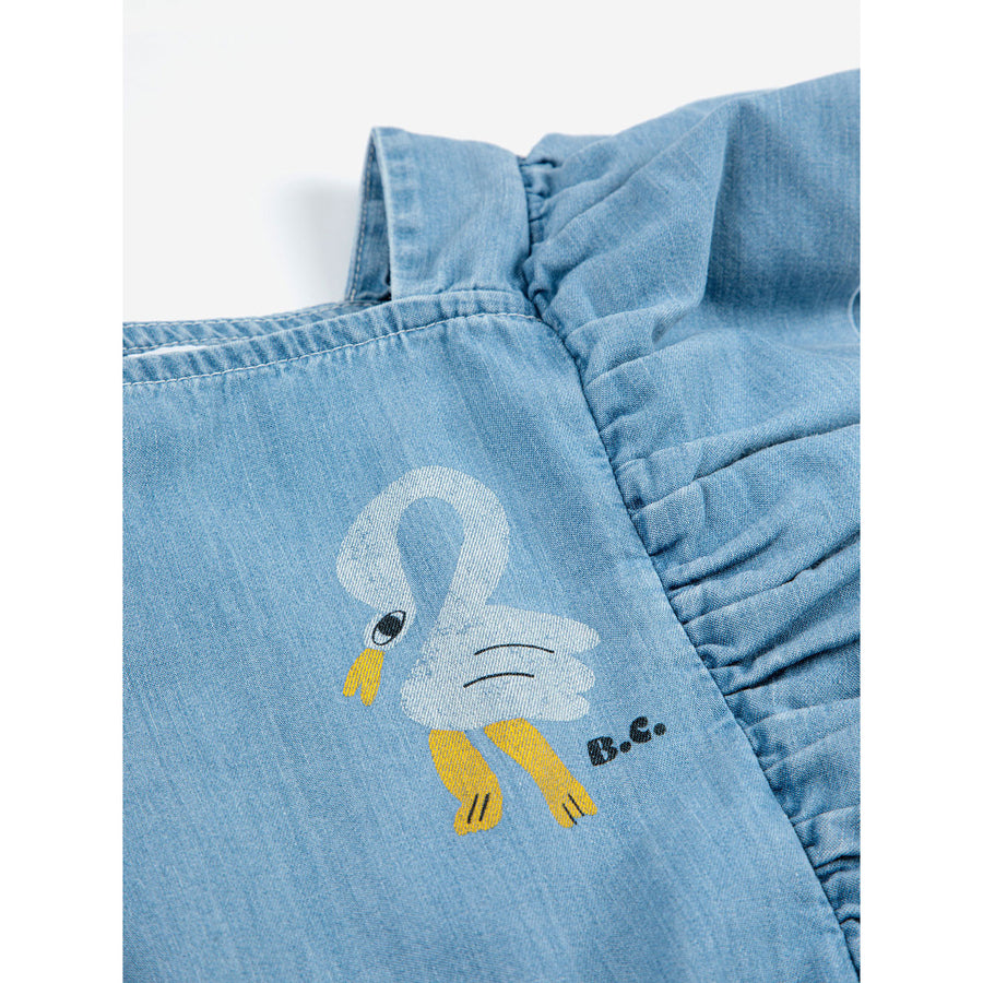 Bobo Choses Pelican Denim Ruffle Dress