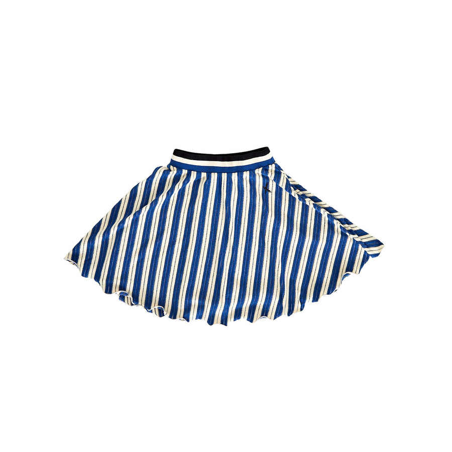 Hey Kid Blue/Ivory Striped Ruffled Edges Terry Skirt