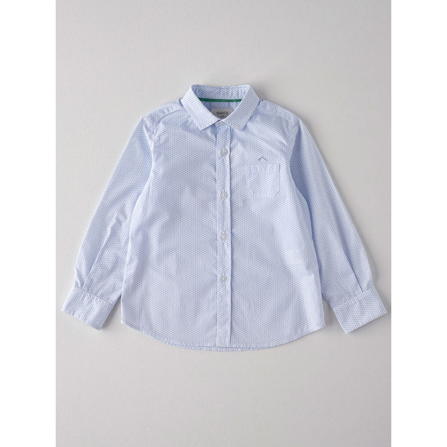 Nanos Blue Dot Print Long Sleeve Shirt