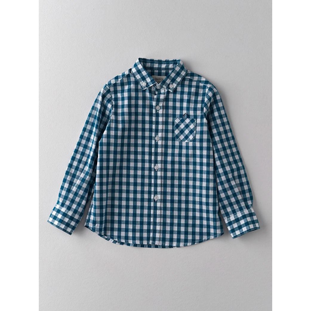 Nanos Teal Check Shirt
