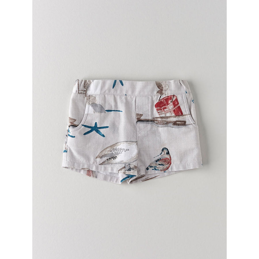 Nanos White Sea Print Baby Shorts