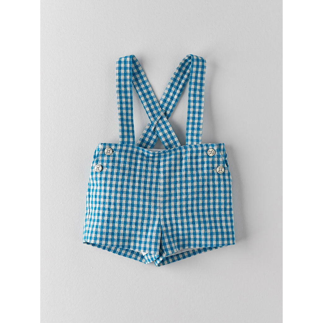 Nanos Aqua Check Baby Suspender Shorts