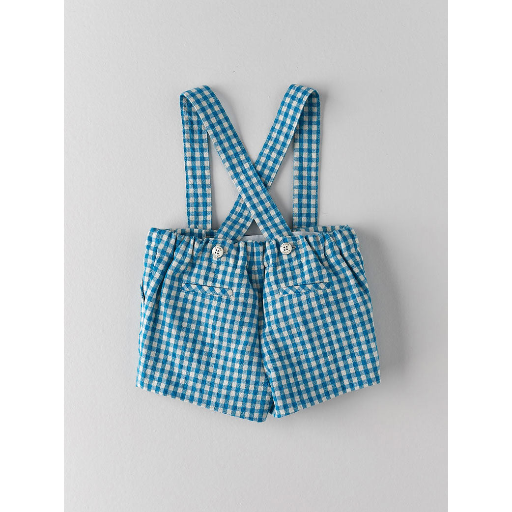 Nanos Aqua Check Baby Suspender Shorts