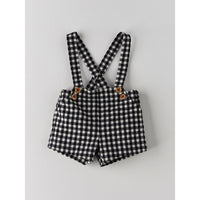 Nanos Black Check Baby Suspender Shorts