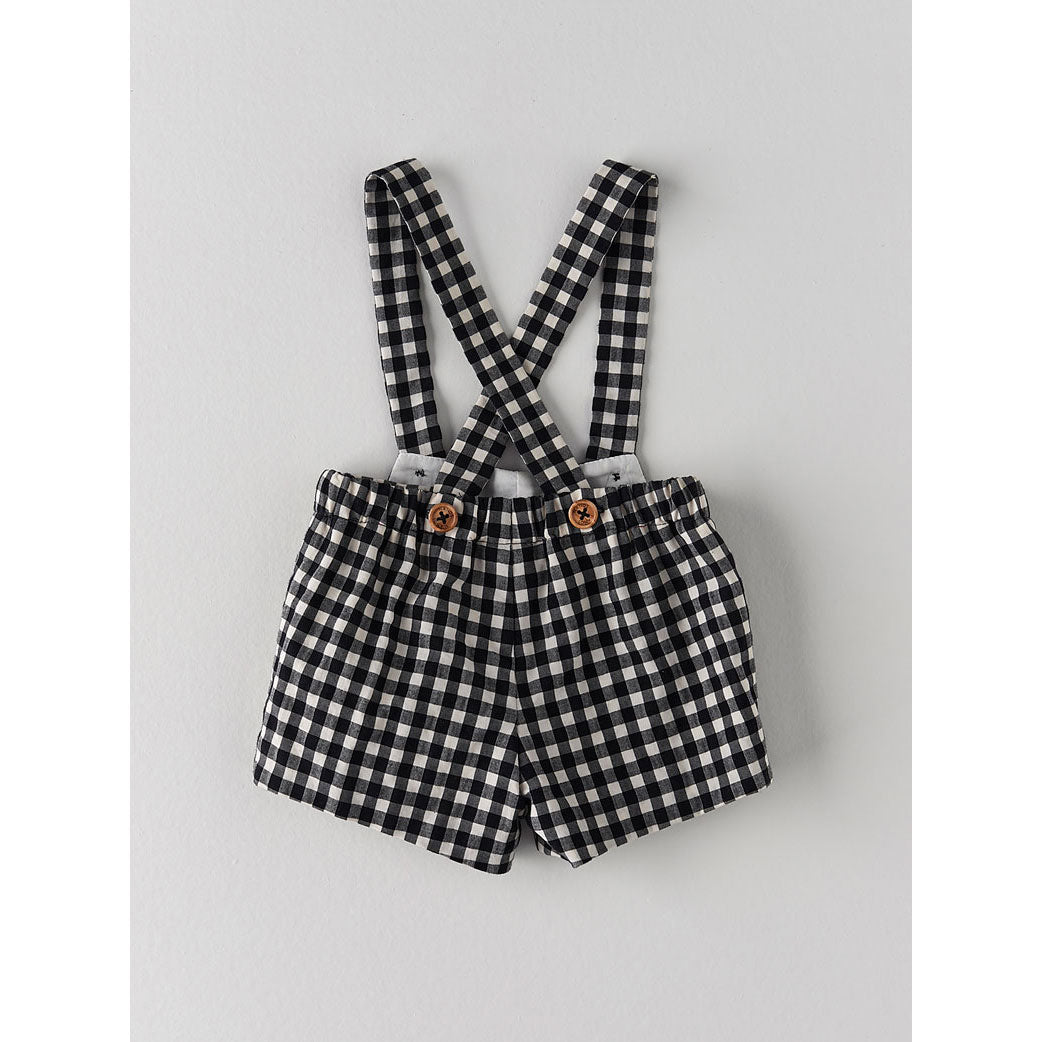 Nanos Black Check Baby Suspender Shorts