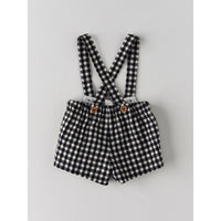 Nanos Black Check Baby Suspender Shorts