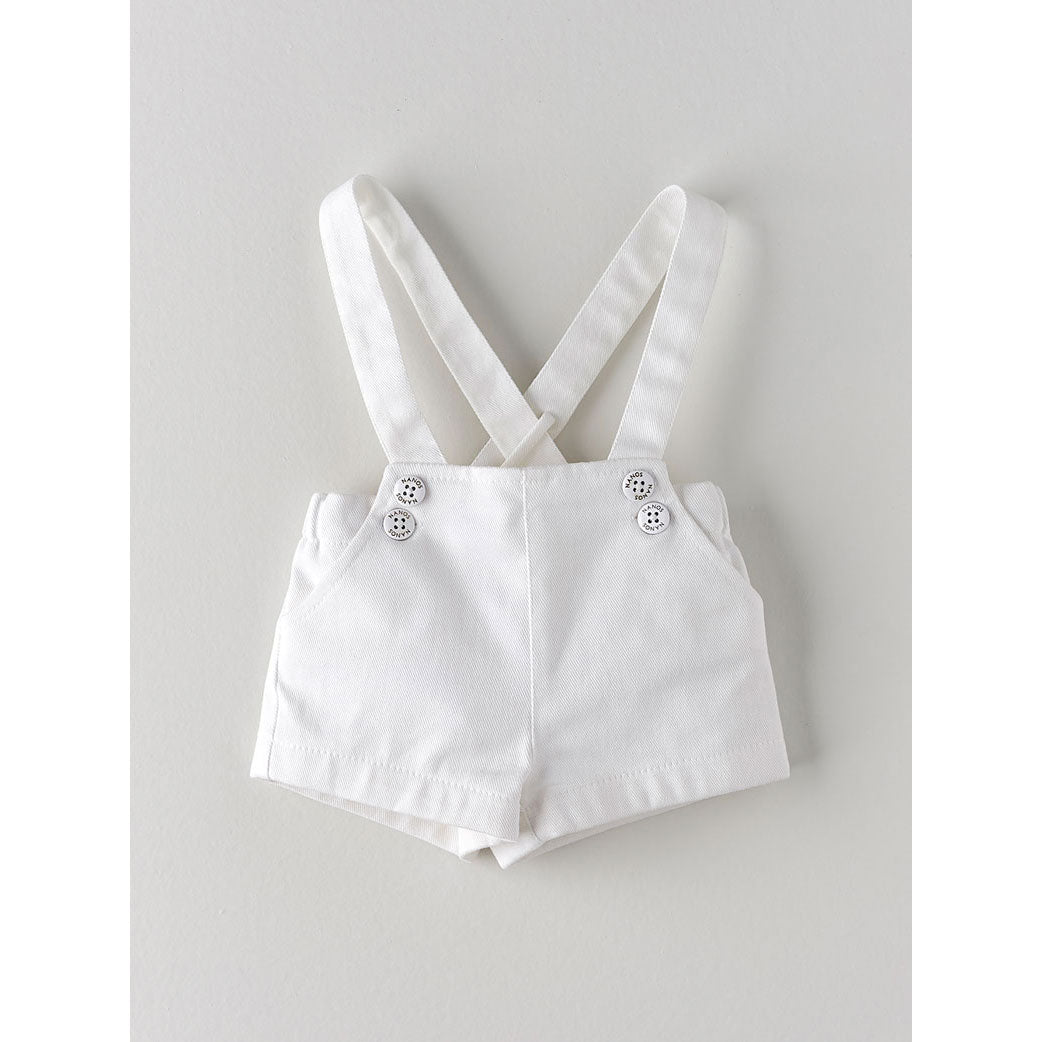 Nanos White Baby Suspender Shorts