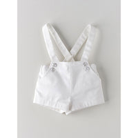 Nanos White Baby Suspender Shorts