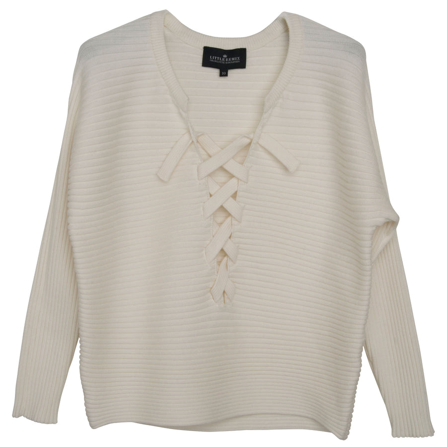 Little Remix Cream Ribly String Sweater