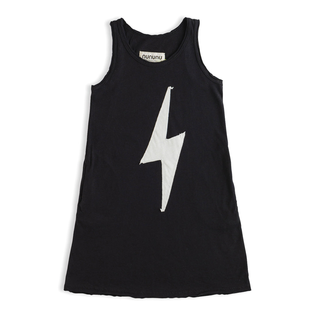 NUNUNU Black Bolt Patch Tank Dress