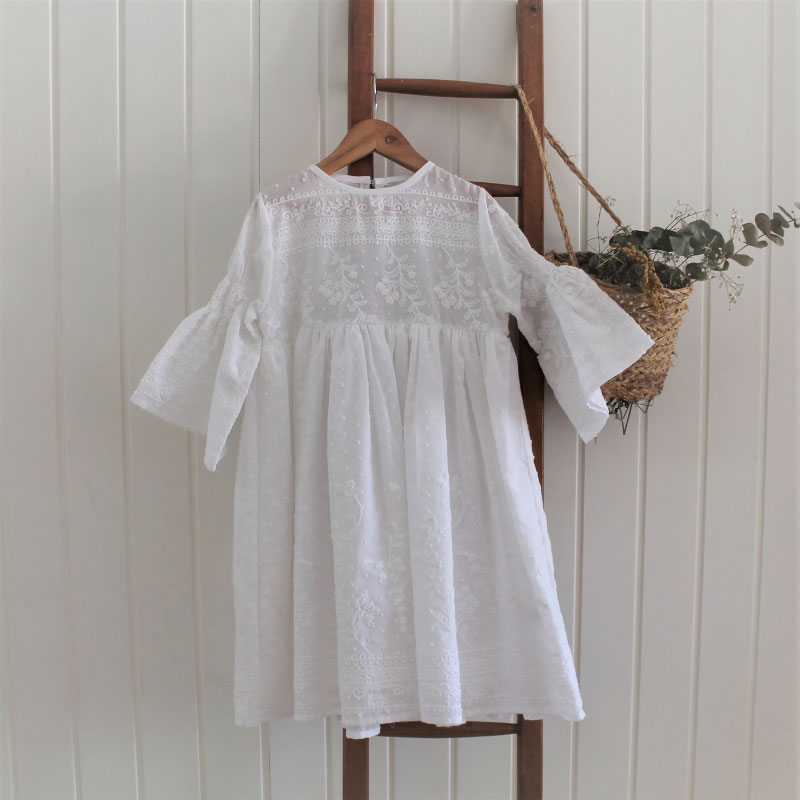 Belle Chiara White Embroidered Dress