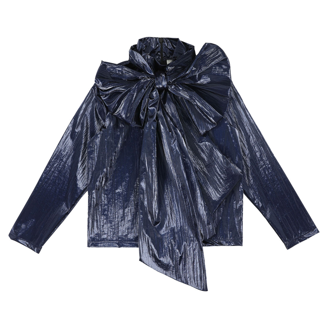 Caroline Bosmans Shiny Dark Blue Fancy Bow Top