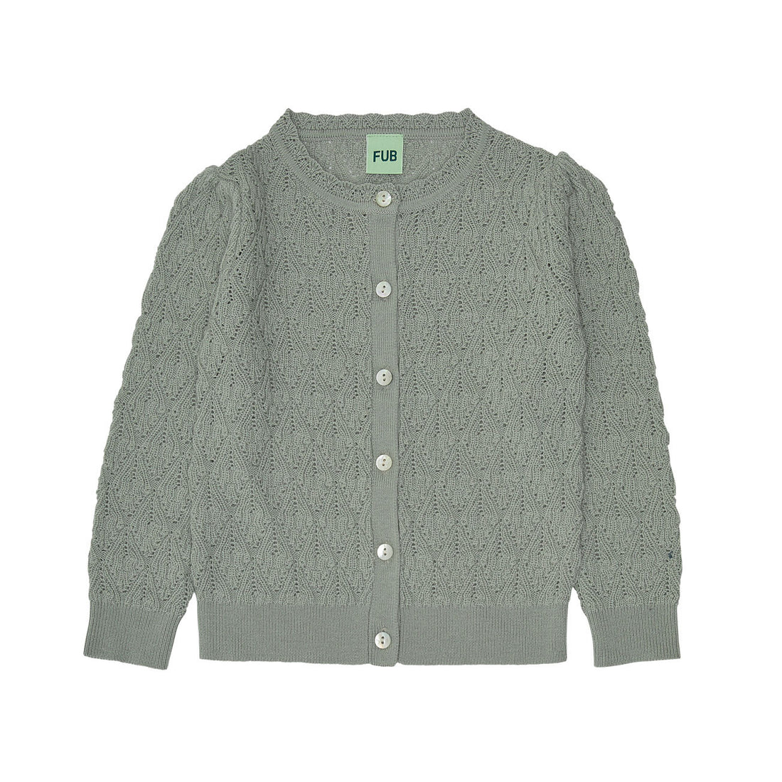 FUB Pointelle Cardigan - Pale Sage