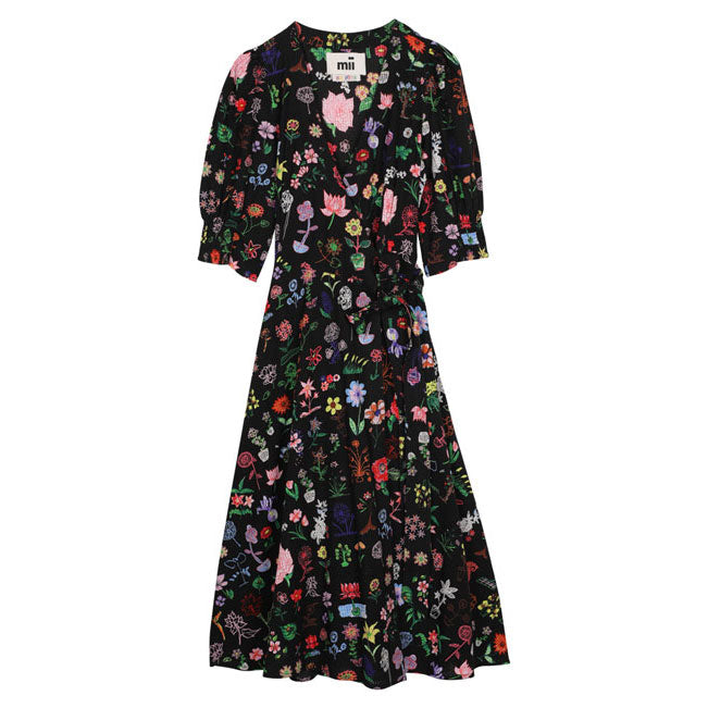 mii Black Flower Lucile Dress