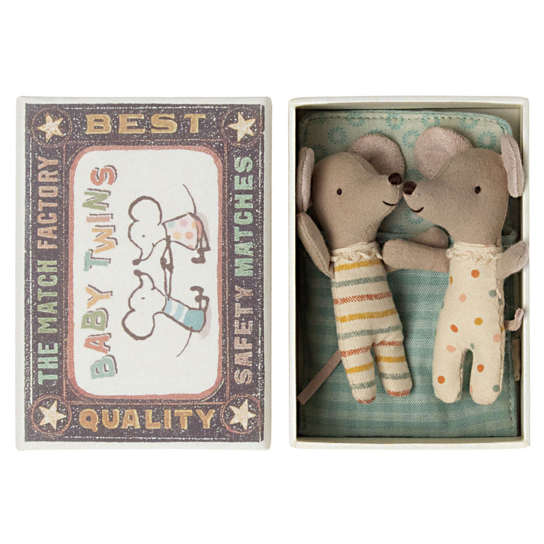 Maileg Twins, Baby Mice In Matchbox