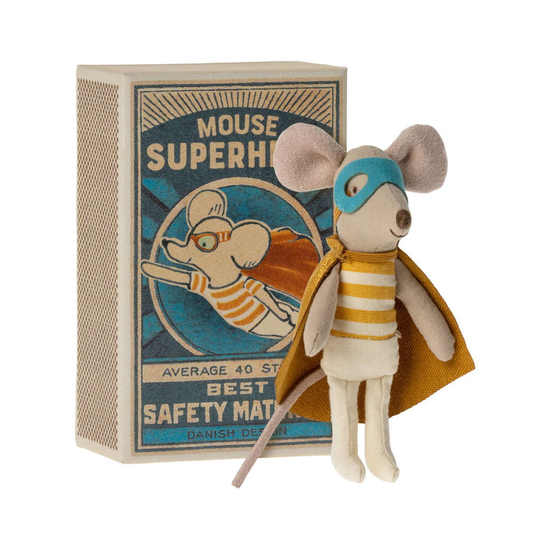 Maileg Super hero mouse, Little brother in matchbox