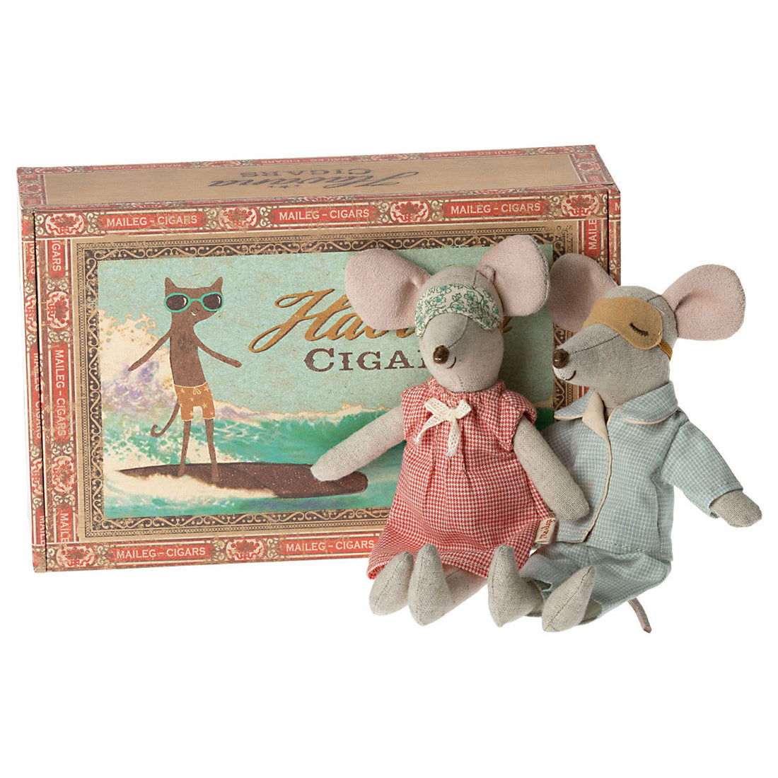 Maileg Mum And Dad Mice In Cigarbox