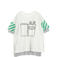 Beau Loves Green Stripe Book Oversized Top