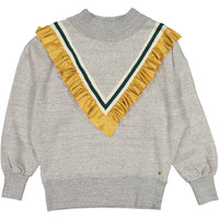 Go To Hollywood Grey V Ruffle Sweatshirt
