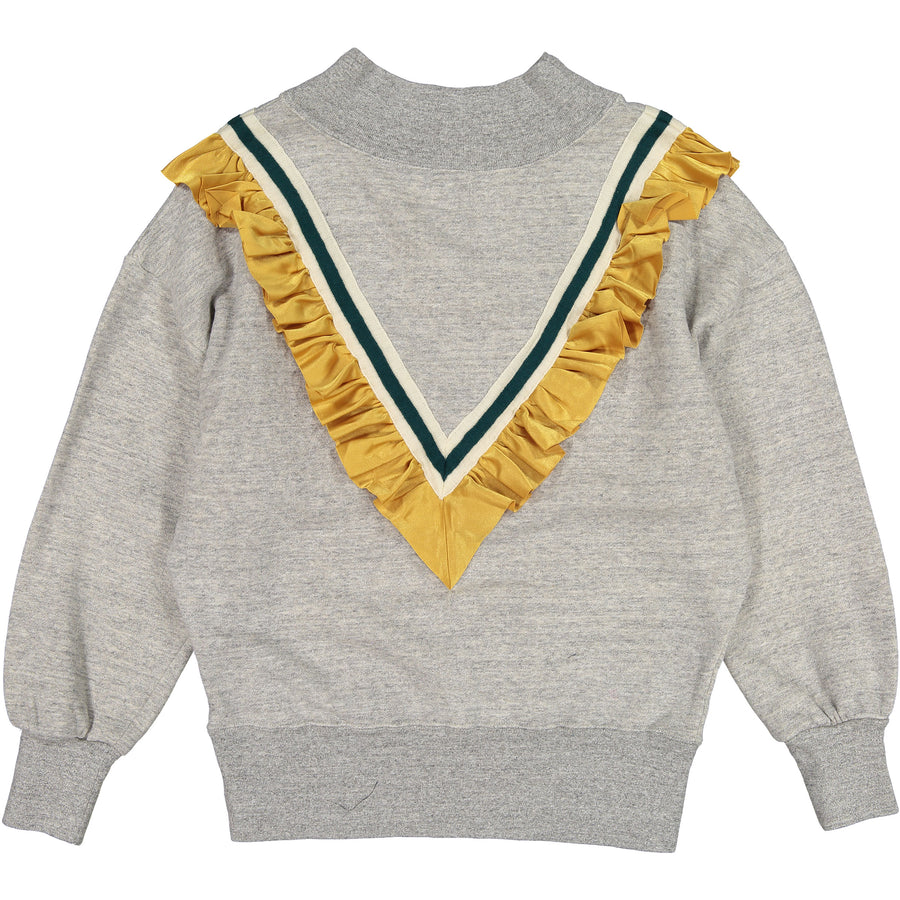Go To Hollywood Grey V Ruffle Sweatshirt