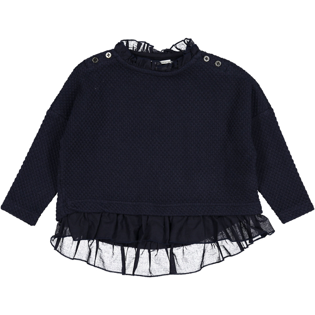FITH Navy Tweed Ruffle Sweater