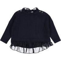 FITH Navy Tweed Ruffle Sweater