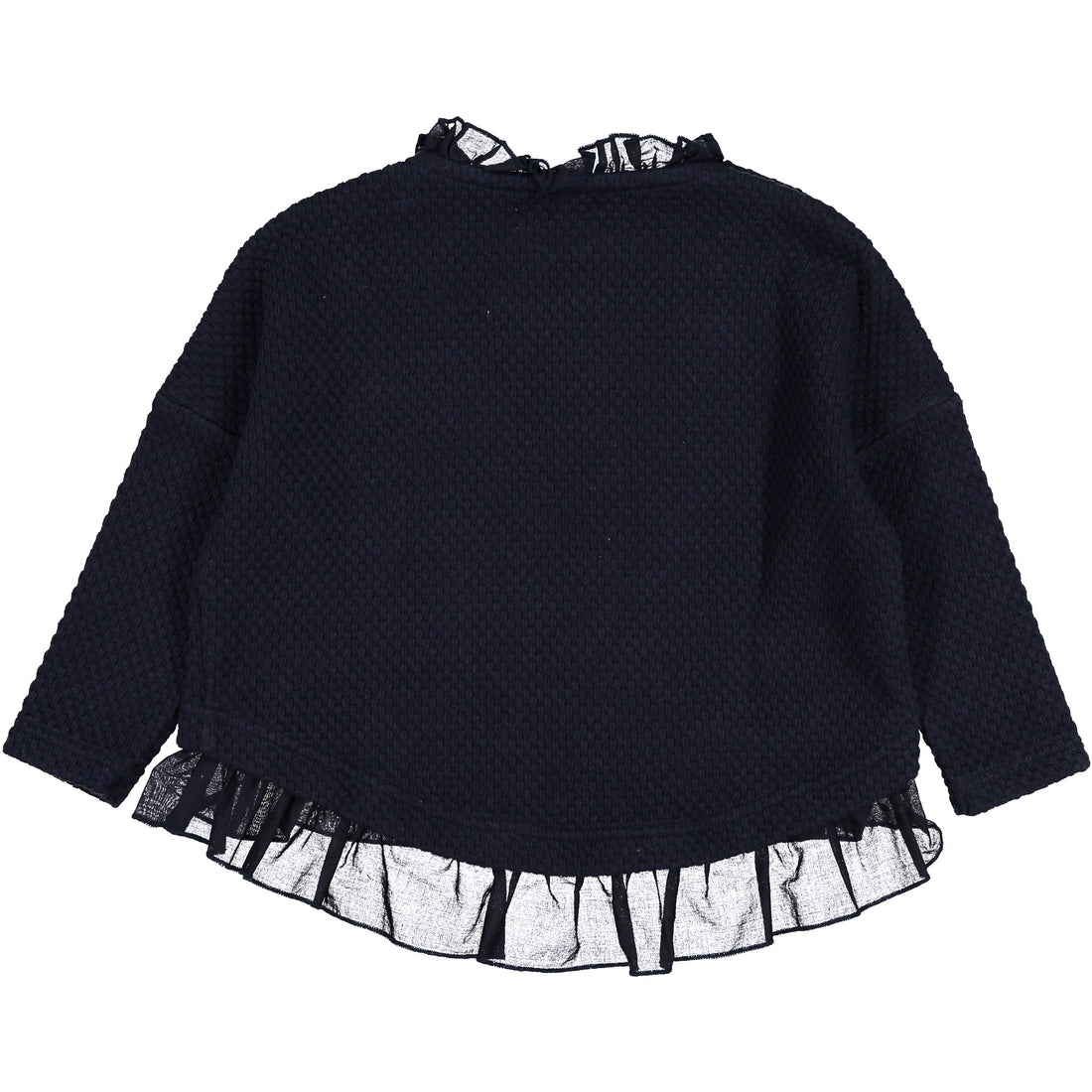 FITH Navy Tweed Ruffle Sweater