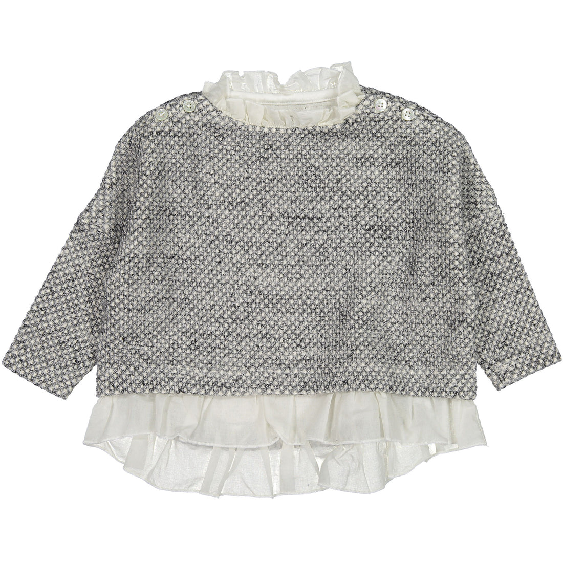 FITH Grey Tweed Ruffle Sweater