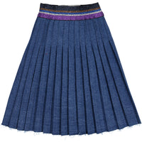 Go To Hollywood Denim Unfinished Pleated Skirt