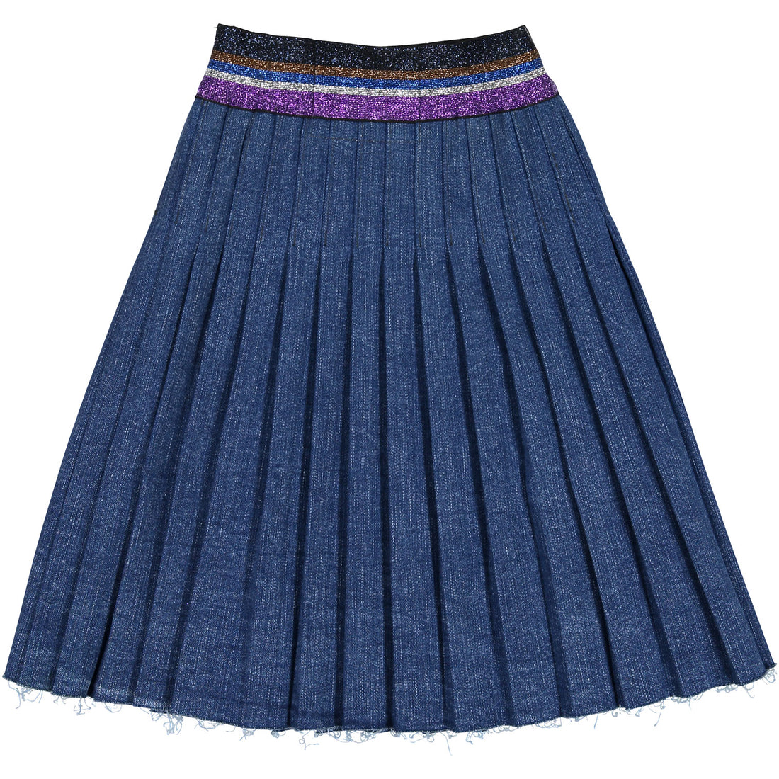Go To Hollywood Denim Unfinished Pleated Skirt