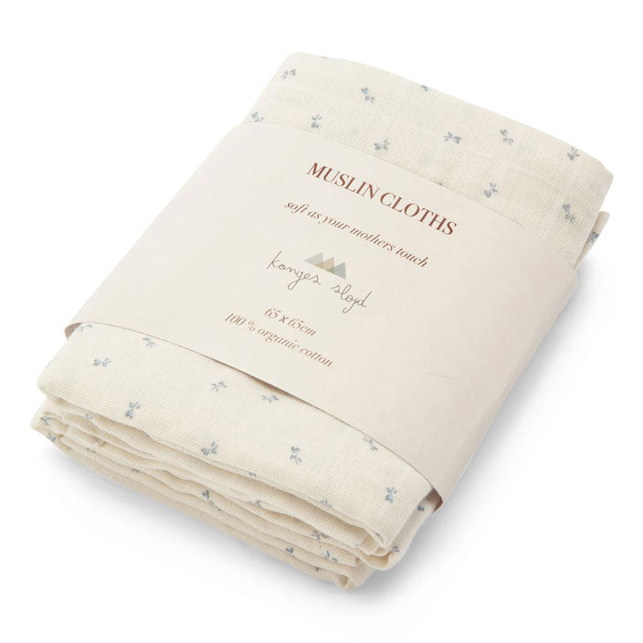 Konges Slojd Petit Bisou Blue 3 Pack Muslin Cloth