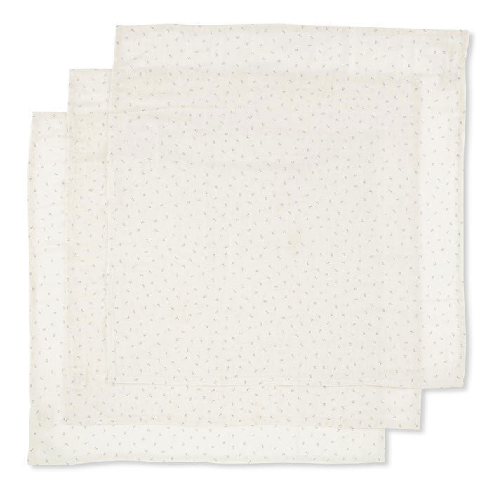 Konges Slojd Petit Bisou Blue 3 Pack Muslin Cloth