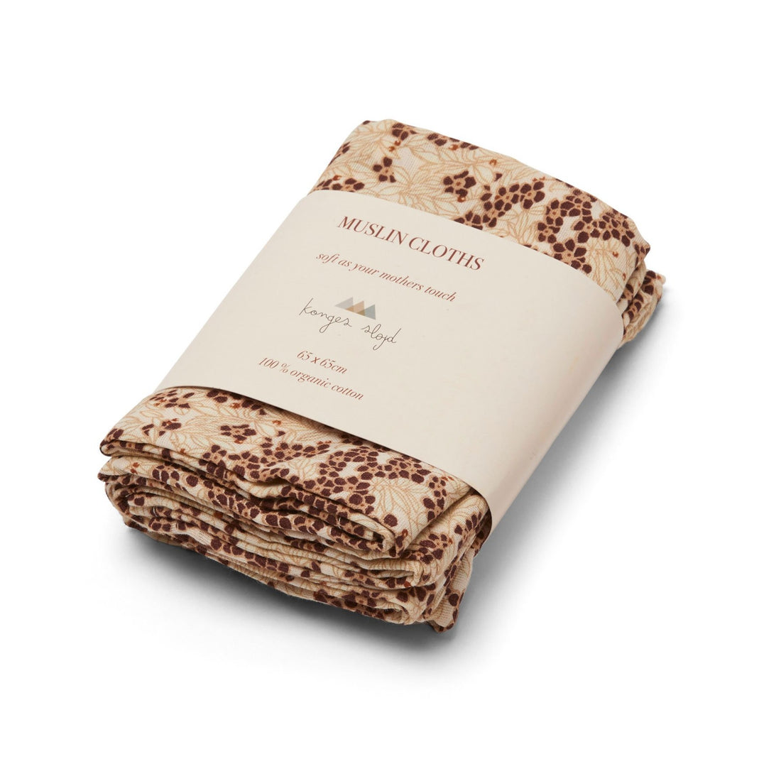 Konges Slojd Winter Leaves Dark Red 3 Pack Muslin Cloth
