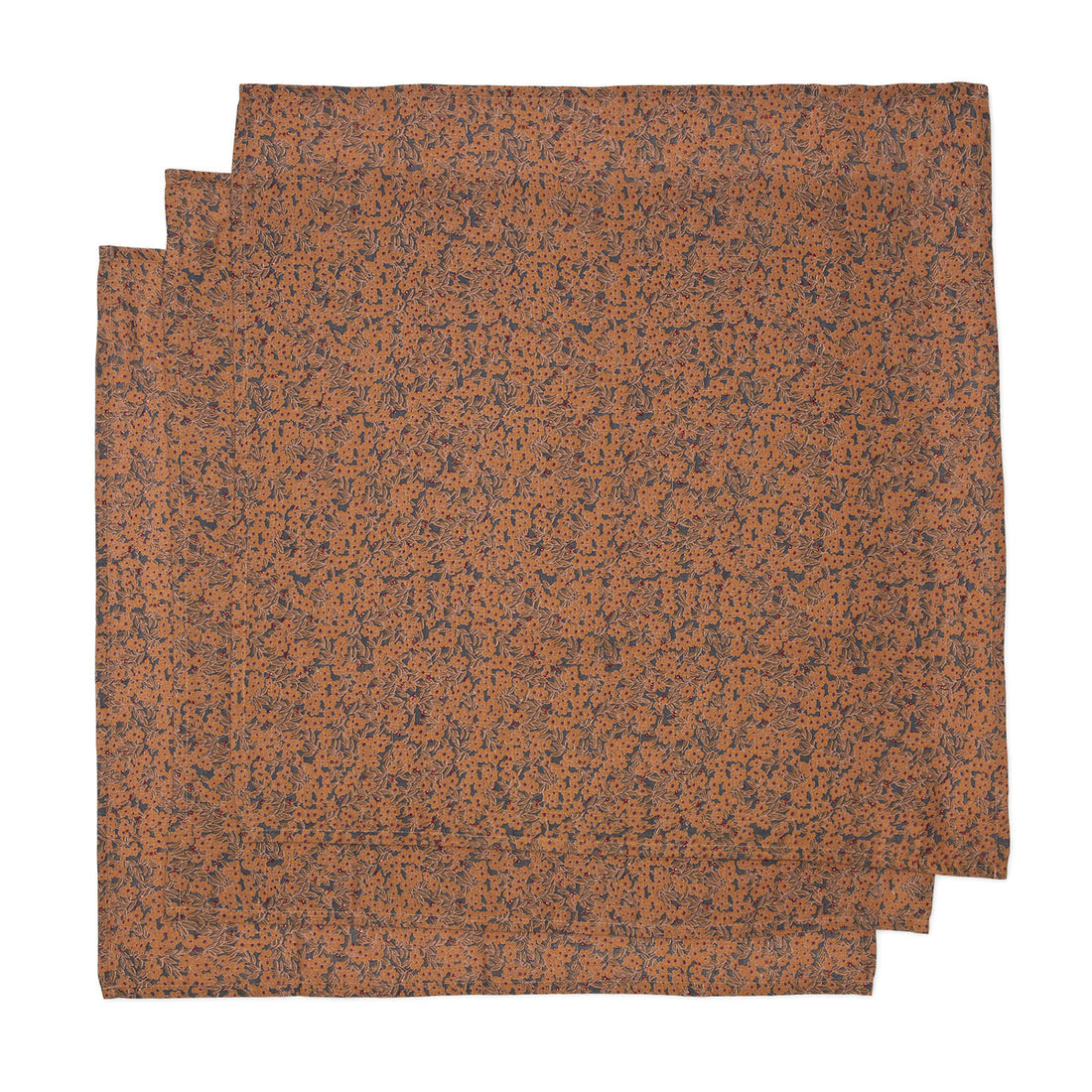 Konges Slojd Winter Leaves Mustard 3 Pack Muslin Cloth