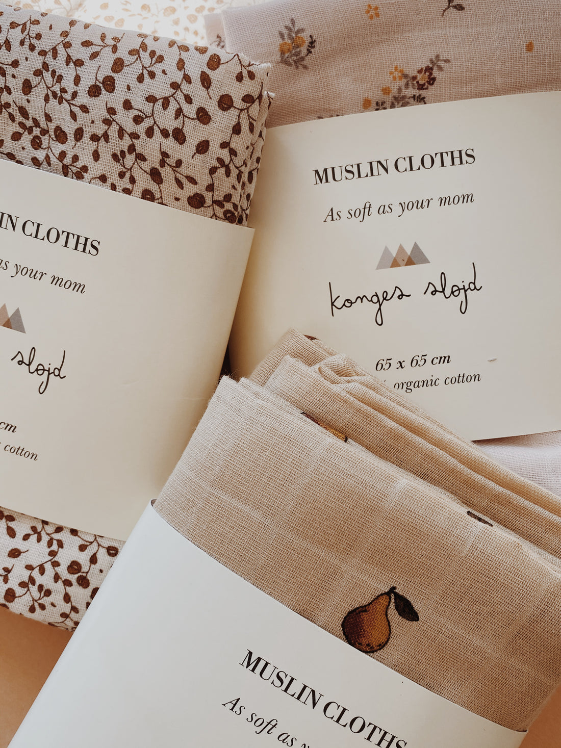 Konges Slojd Petit Amour Rose 3 Pack Muslin Cloth
